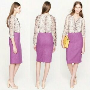 J. Crew Manor purple 100% wool herringbone No. 2 pencil skirt Sz 2 NWOT
